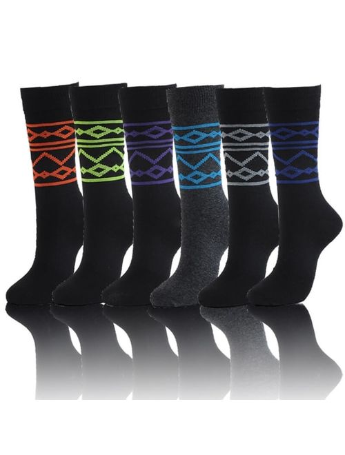 Totem Mens Designer Dress Socks (Size 10-13) 6 Assorted Pairs