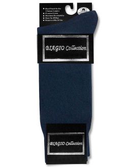 1 Pair of Biagio Solid NAVY BLUE Color Men's COTTON Dress SOCKS