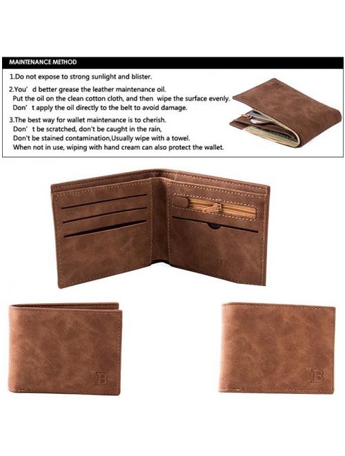 VICOODA Wallet for Men, PU Leather Credit Card Holder with 4 Card Slots & Zipper Coins Pocket/Slim One Folded Square Short Wallet Perfect Gift for Family Friends
