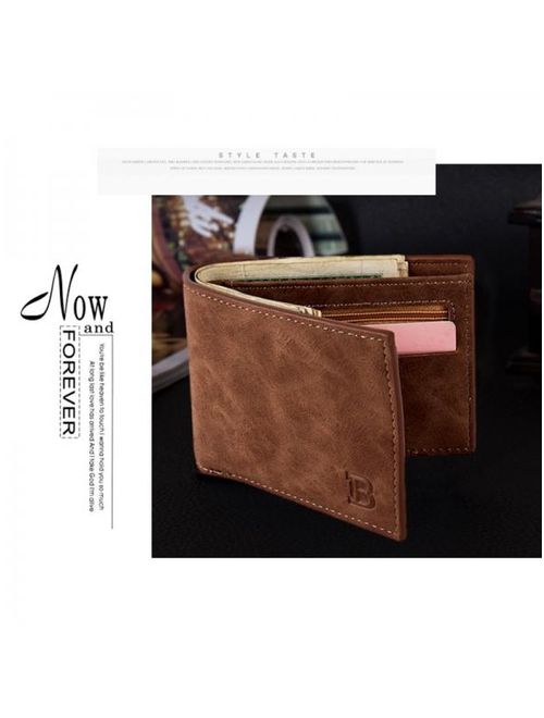VICOODA Wallet for Men, PU Leather Credit Card Holder with 4 Card Slots & Zipper Coins Pocket/Slim One Folded Square Short Wallet Perfect Gift for Family Friends