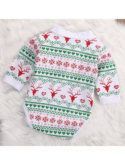 StylesILove Infant Baby Boy Jumpsuit with Red Bowtie and Holiday Character Onesie Cardigan Christmas 2 pcs Outfit Set (100/12-18 Months)