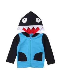 Little Boys Shark Dinosaur Character Costume Fleece Hoodie Jacket
