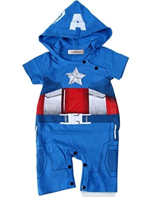 StylesILove Baby Boy Captain America Hoodie Costume Jumpsuit (6-12 Months)