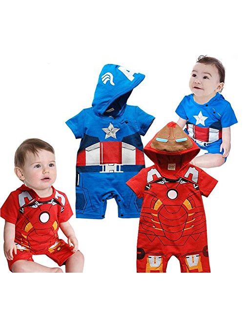 StylesILove Baby Boy Captain America Hoodie Costume Jumpsuit (6-12 Months)