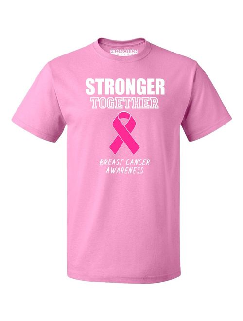 Promotion & Beyond Stronger Together Breast Cancer Awareness Men's T-shirt, L, Azalea Pink