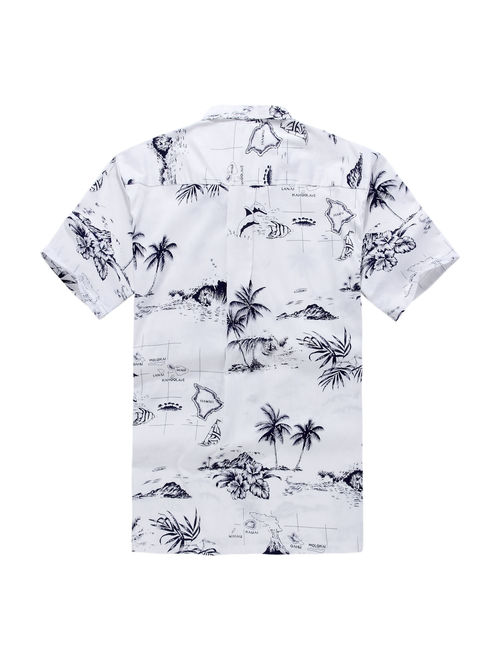 Hawaiian Shirt Aloha Shirt in White Map
