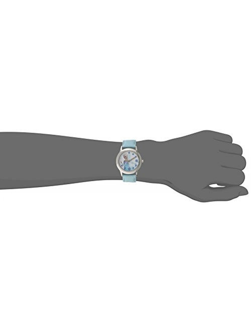Snow Queen Elsa Girls' Stainless Steel Watch, Light Blue Strap