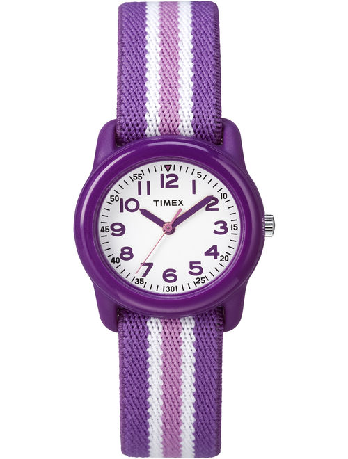 Timex Girls Time Machines Purple/Pink Stripe Watch, Elastic Fabric Strap