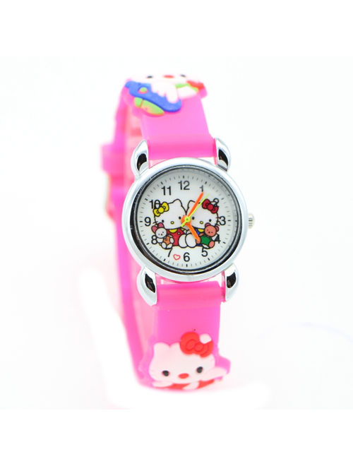 Hello Kitty Watch Girls Children 3D Design Pink Band Cat Wristwatch, HKCPW-1