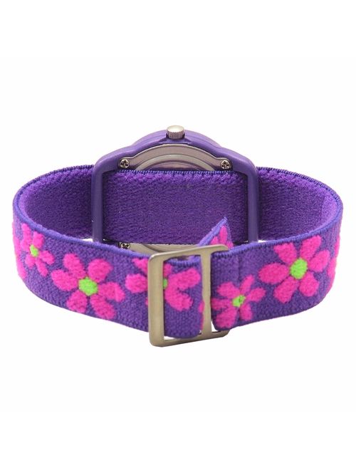 Timex Girls Time Machines Purple Floral Watch, Elastic Fabric Strap