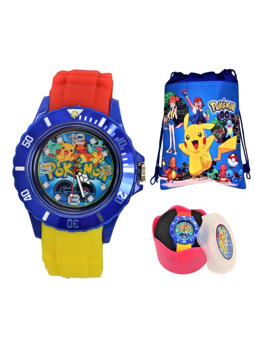 Pokemon Pikachu Unisex Silicone Quartz Analog Wrist Watch For Kids Children . Modern Display.