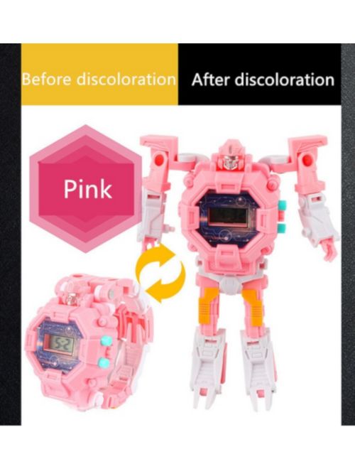 Transformation Children Transformer Defender LED Watch Pink Robot Digital Toy Wristwatch, W-ROBOT-PINK