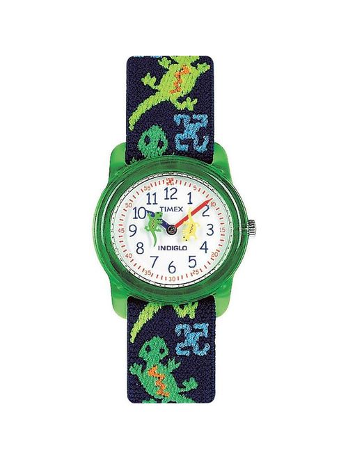 Timex Boys Time Machines Green Lizards Watch, Elastic Fabric Strap