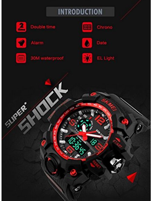 S Shock Digital Quartz Watch, Multifunction, Dual Time & Date