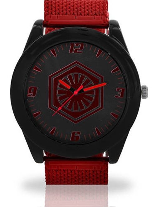 Printed Face Watch, Red Mesh Band