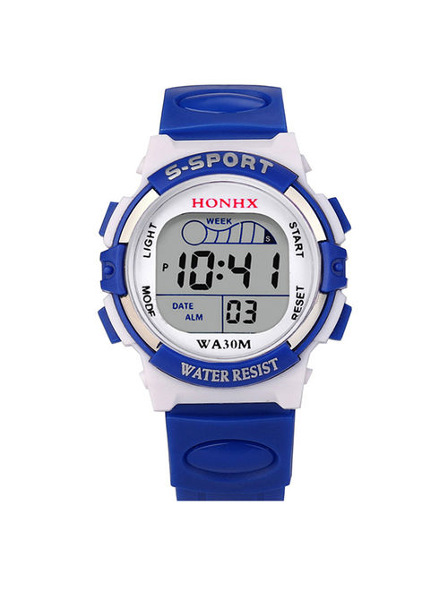 iLH Mallroom Waterproof Children Boys Digital LED Sports Watch Kids Alarm Date Watch Gift
