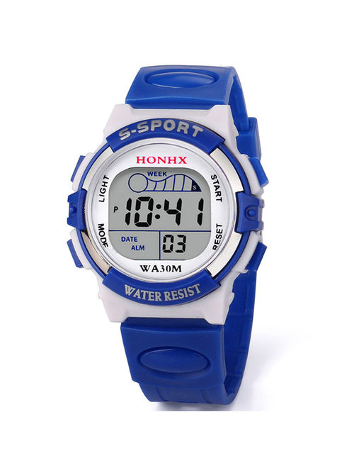iLH Mallroom Waterproof Children Boys Digital LED Sports Watch Kids Alarm Date Watch Gift