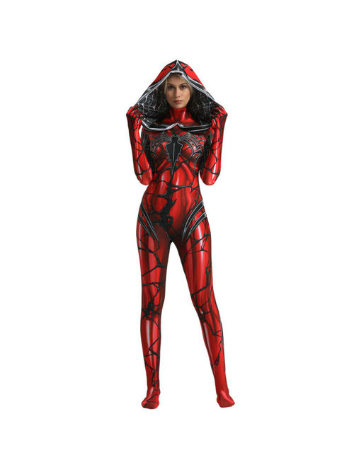 US! Superhero Gwen Women Hoodie One-piece Halloween Cosplay Tight Costume