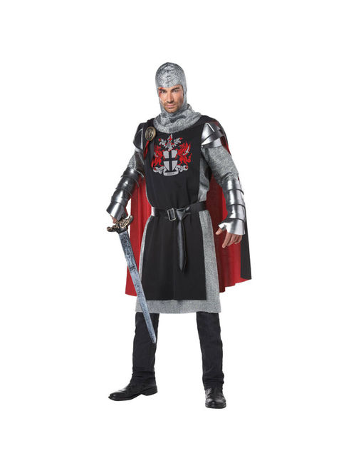 Mens Medieval Knight Halloween Costume - Black/Red