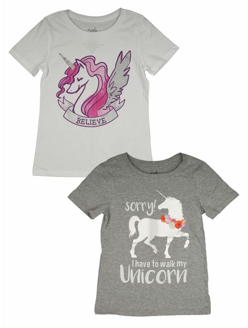 Unicorn Graphic T-Shirts, 2-Pack Set (Little Girls & Big Girls)