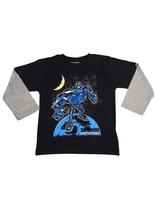 Mish Toddler & Little Boys Long Sleeve Graphic Tee Shirt Top Many Colors SZ 2-7, 34503 BLACK SAVE THE WORLD / 3