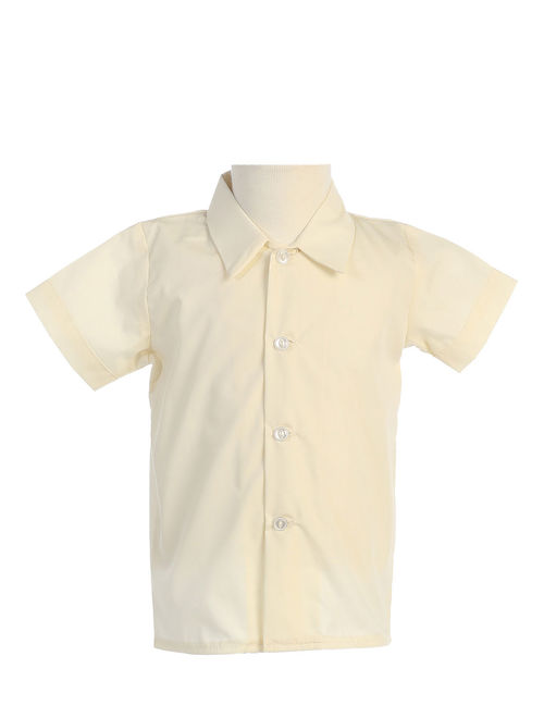 Avery Hill Baby Boys Infant Toddler Short Sleeved Simple Dress Shirt in Ivory or White