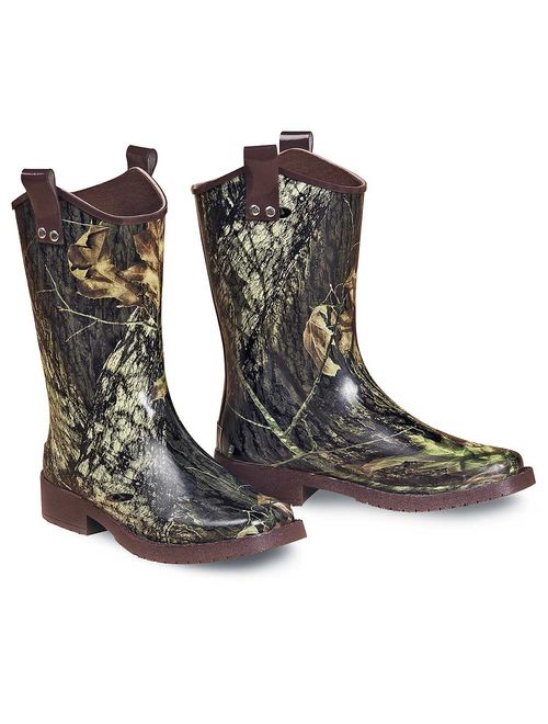 dbl barrel 58116-m boys trenton square toe rain boots, mossy oak - medium