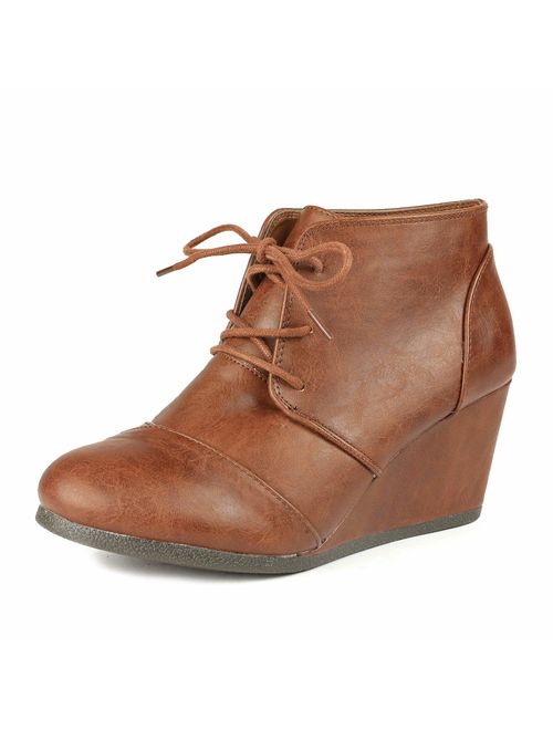 DREAM PAIRS Women's Fashion Casual Outdoor Low Wedge Heel Booties Shoes