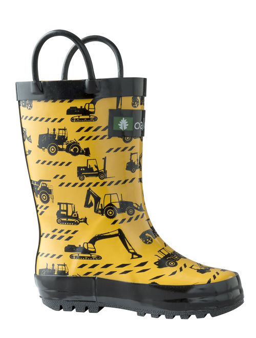 Oakiwear Kids Rain Boots For Boys Girls Toddlers Children, Construction Vehicles