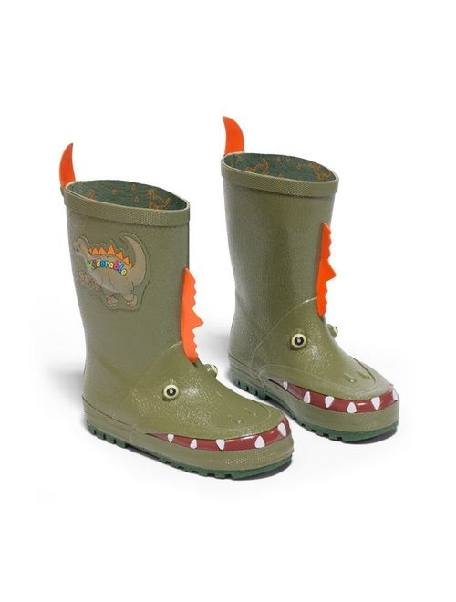 Kidorable Little Boys Green Dinosaur Spike Rubber Rain Boots 5-10 Toddler