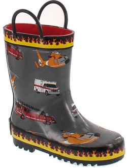 Foxfire for Kids Gray Rubber Boot with Flame Trim and Rescue Equipment