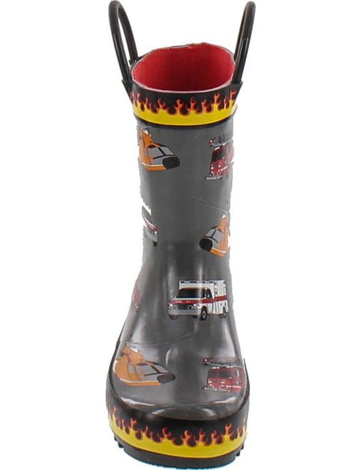 Foxfire for Kids Gray Rubber Boot with Flame Trim and Rescue Equipment