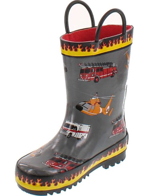 Foxfire for Kids Gray Rubber Boot with Flame Trim and Rescue Equipment