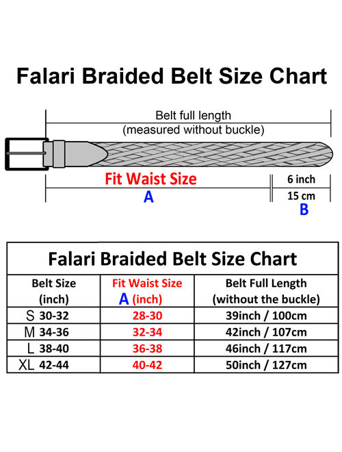Falari Men Leather Hand Braided Belt Stainless Steel Buckle Casual Dress Belt