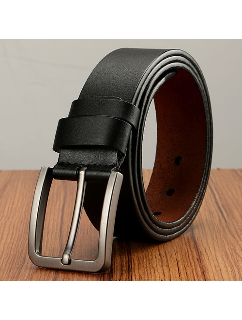 Men's Jean Belt Classic Metal Buckle Handcrafted Genuine Leather Belt