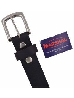 Durable Genuine Leather Mens Belt with Silver Buckle Black Brown by Marshal