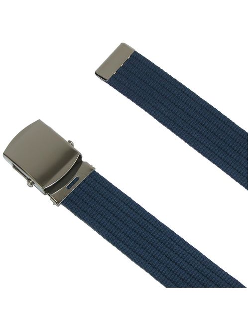 Big and Tall Ribbed Fabric Belt with Nickel Buckle