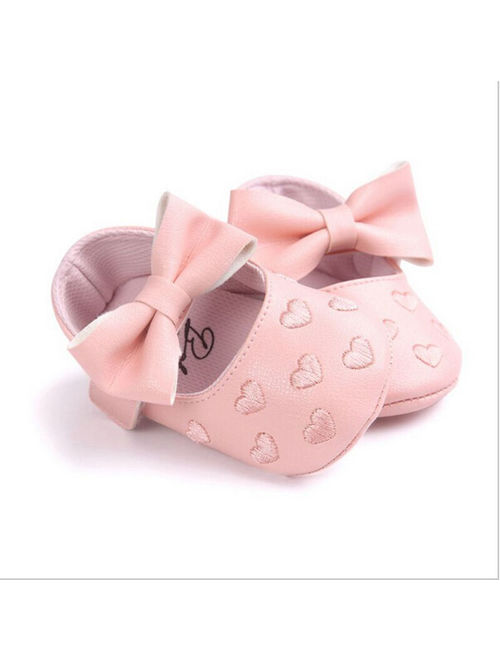 New Cute Toddler Baby Boy Girl Soft PU Leather Bownot Ballet Shoes 0-18 Months
