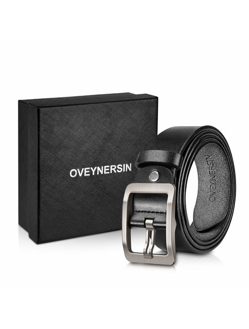 Men's Belt, OVEYNERSIN Genuine Leather Causal Dress Belt for Men with Classic Single Prong Buckle lenght