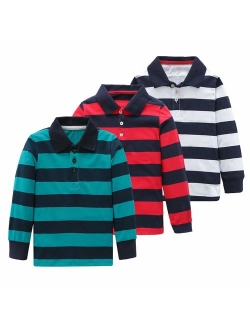 HowJoJo Boys Cotton Long Sleeve T-Shirts Striped Polo Shirts
