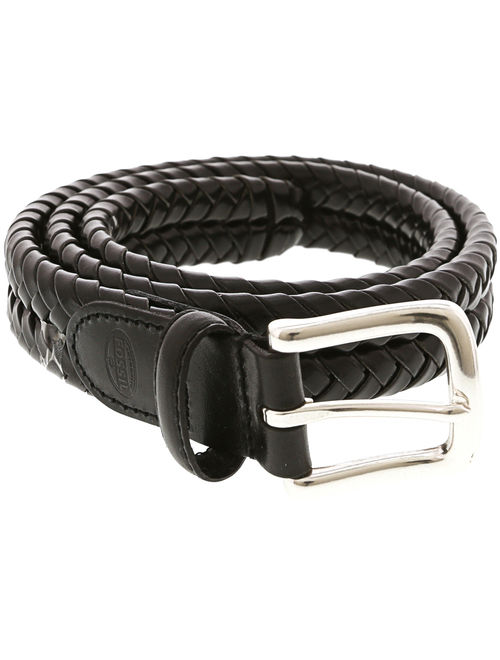Fossil Men's Maddox Braided Leather Belt - 34 Inches - Black