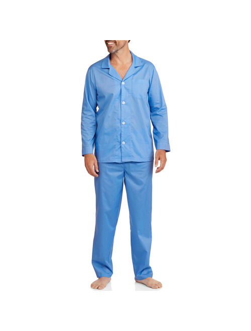 Fruit of the Loom Men's Long Sleeve, Long Pant Solid Pajama Set