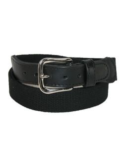 Men's Big and Tall Cotton Fabric Belt with Leather Tabs
