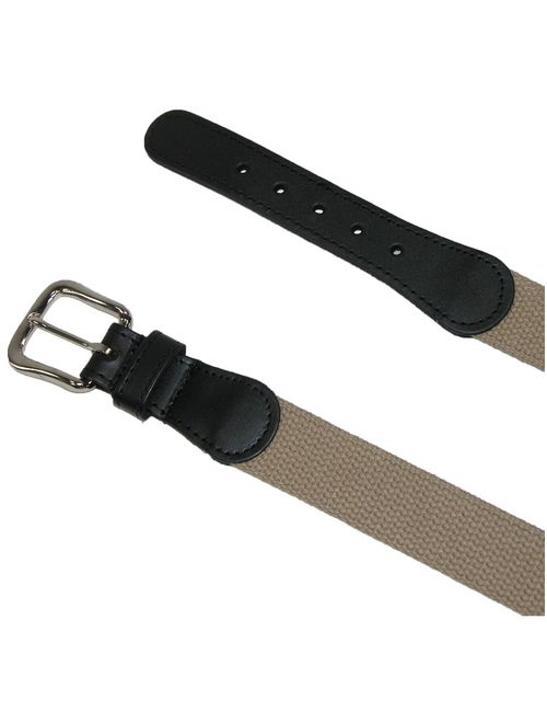Men's Big and Tall Cotton Fabric Belt with Leather Tabs