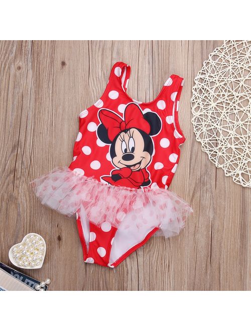 Baby Girl Kid Minny Mickey Mouse Beach Bathing Swimwear Swimsuit Tankinis Bikini