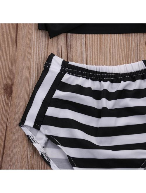 Baby Kids Girls Fashion Striped Cute Beach Swimwear Bikini Bathing Swimsuit Clothes