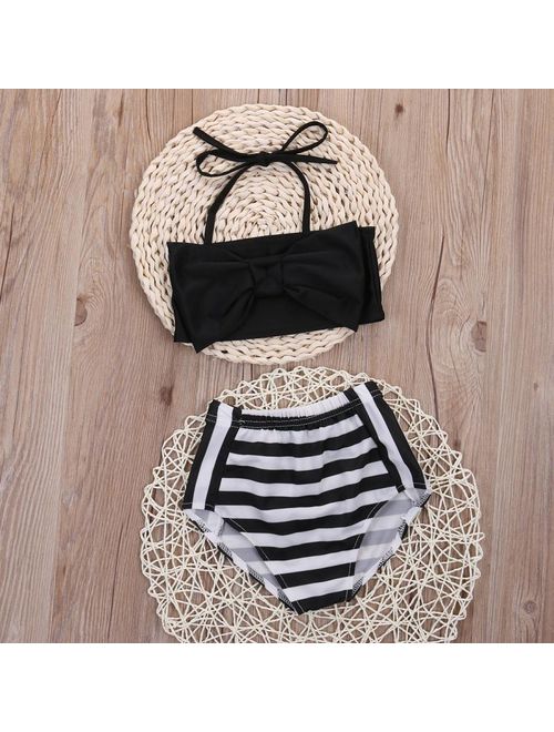 Baby Kids Girls Fashion Striped Cute Beach Swimwear Bikini Bathing Swimsuit Clothes