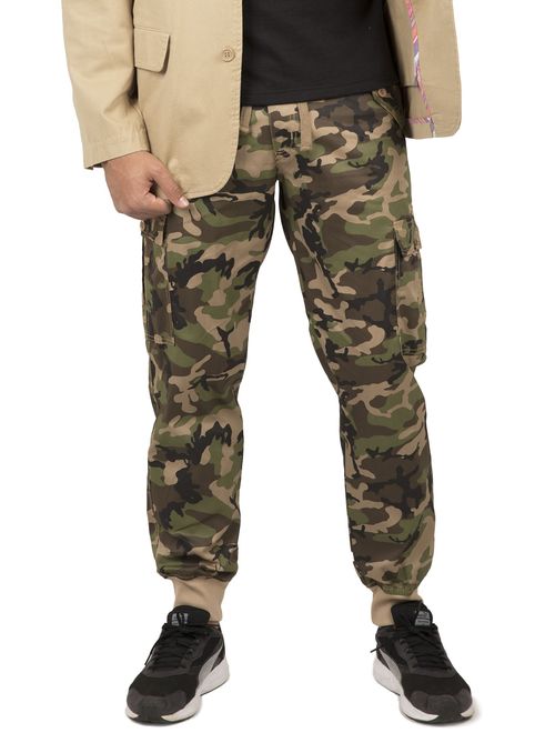 vibes gold label men's military camo print twill cargo pocket jogger pants