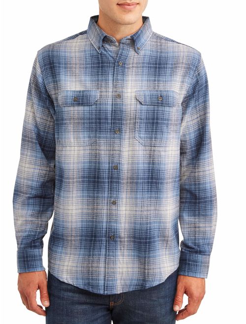 George Men's and Big Men's Long Sleeve Super Soft Flannel Shirt, up to size 2XLT