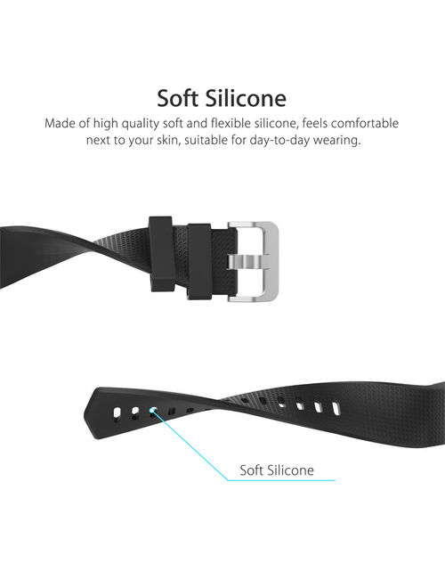 EEEKit For Fitbit Charge 2 Bands, 1/3-Pack Adjustable Replacement Soft Silicone Sport Strap Wristband Accessories for Fitbit Charge 2 Fitness